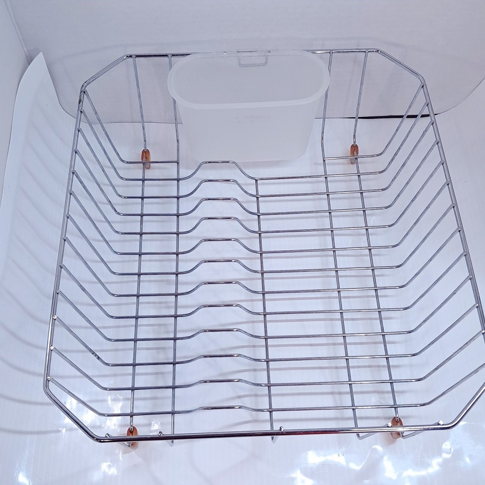 Vintage RUBBERMAID Chrome Wire Dish Drainer Rack stainless steel utensil holder